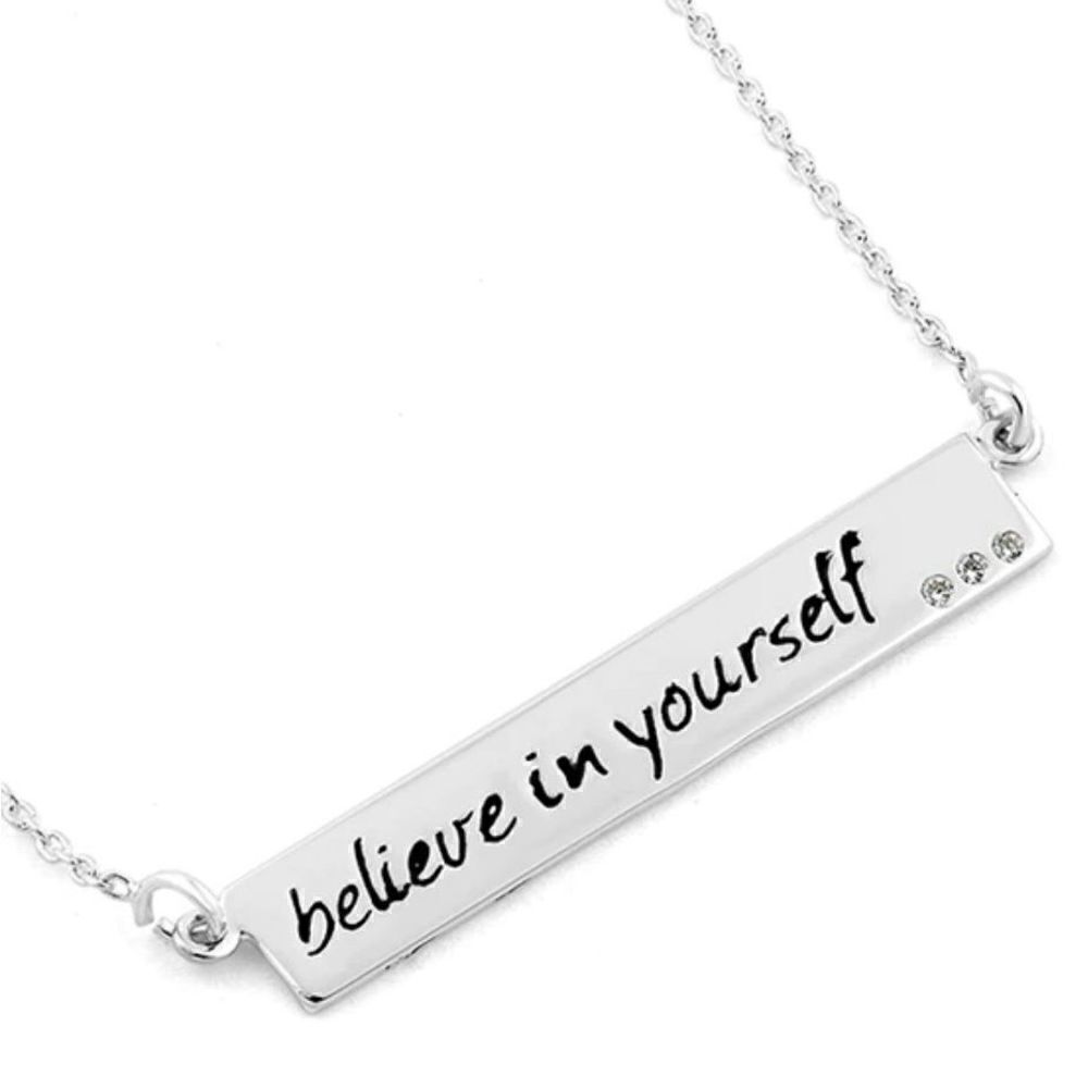 Believe In Yourself Necklace Womens Casual Sterling Silver 18” Chain New